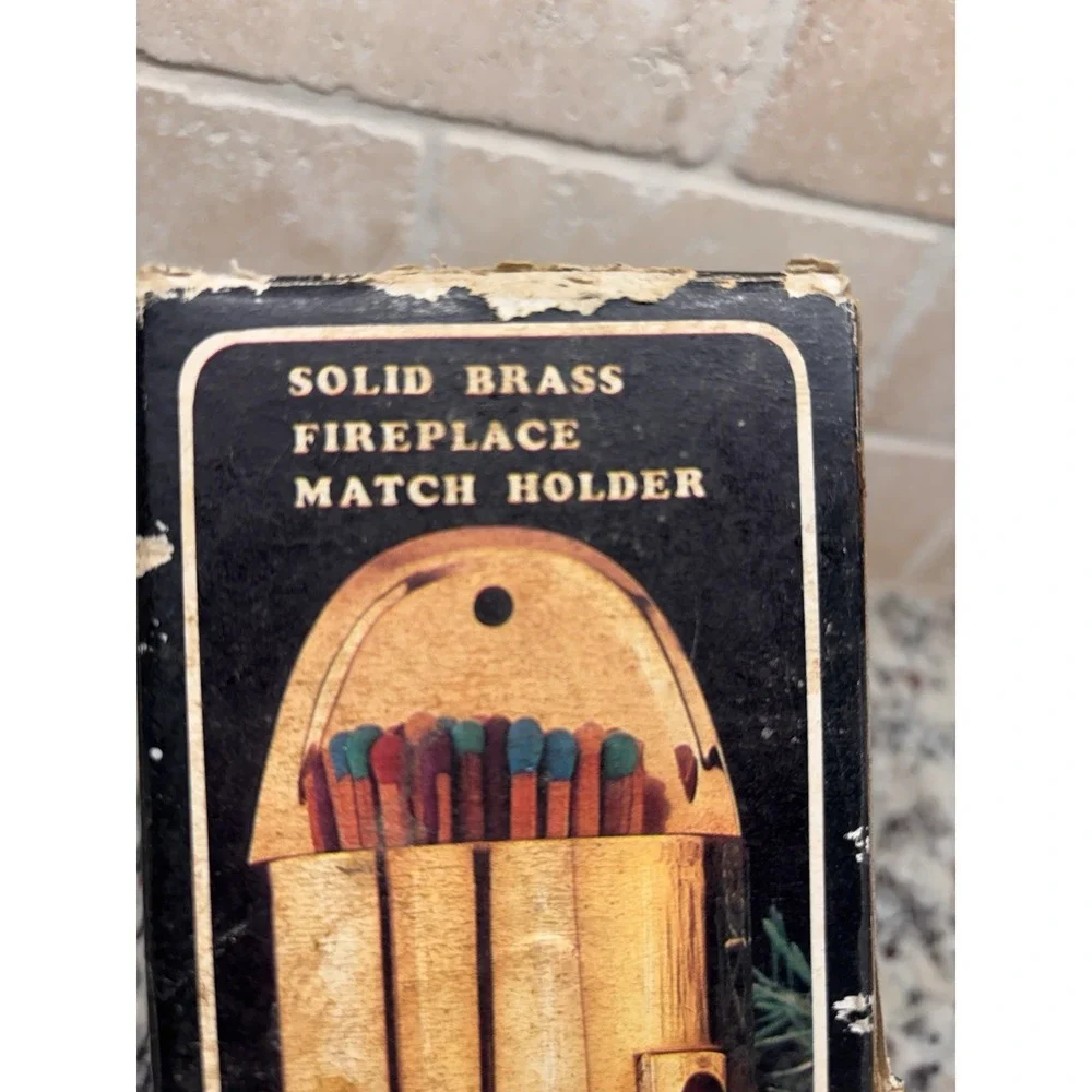 Vintage Solid Brass Fireplace Match Holder NOS New‎ In Box Taiwan